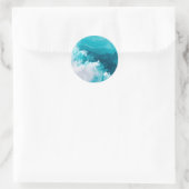 Swirling Turquoise Waves Abstract Ocean Wave Art Ronde Sticker (Tas)
