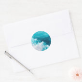 Swirling Turquoise Waves Abstract Ocean Wave Art Ronde Sticker (Envelop)