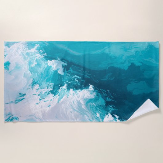 Swirling Turquoise Waves Abstract Ocean Wave Art Strandlaken (Voorkant)