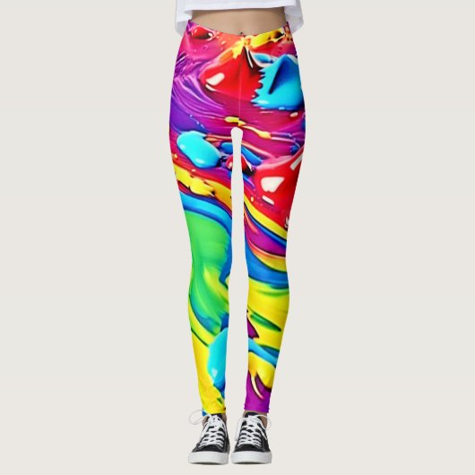 Swirling Vibrant Paint Art Leggings (Voorkant)