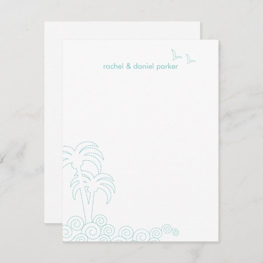 Swirling Waves Dank je kaart - Robin's Egg Blue (Voorkant / Achterkant)