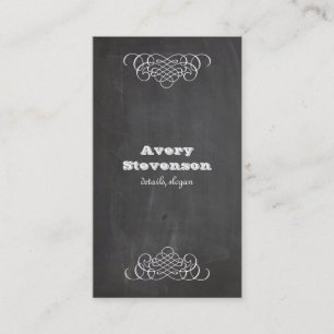 Swirls and Chalkboard  Style Cool Black Visitekaartje