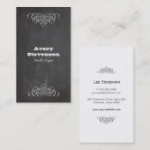 Swirls and Chalkboard  Style Cool Black Visitekaartje (Voorkant / Achterkant)
