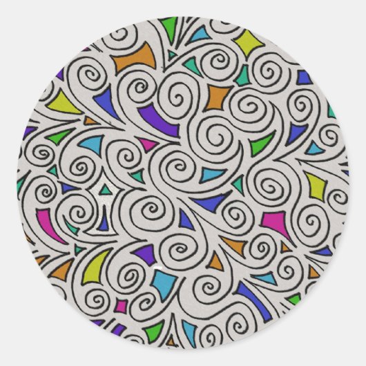 Swirls and Pieces Ontwerp Ronde Stickers (Voorkant)