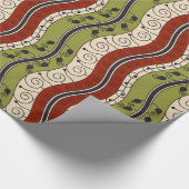 Swirls and Waves in rood, groen en crème Cadeaupapier (Hoek)