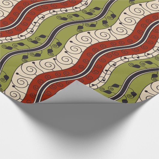 Swirls and Waves in rood, groen en crème Cadeaupapier (Hoek)