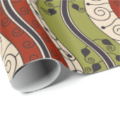 Swirls and Waves in rood, groen en crème Cadeaupapier (Rol Hoek)