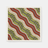 Swirls and Waves in rood, groen en crème Servet (Voorkant)