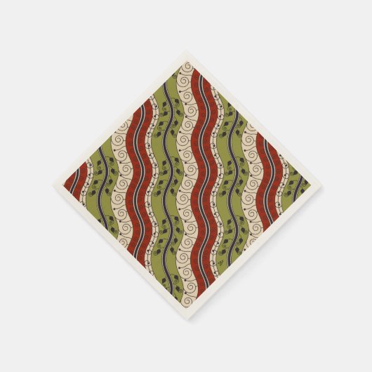 Swirls and Waves in rood, groen en crème Servet (Hoek)