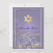 Swirls Bat Mitzvah/paars/goud Kaart (Achterkant)