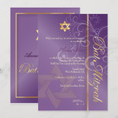 Swirls Bat Mitzvah/plum/goud Kaart (Voorkant / Achterkant)