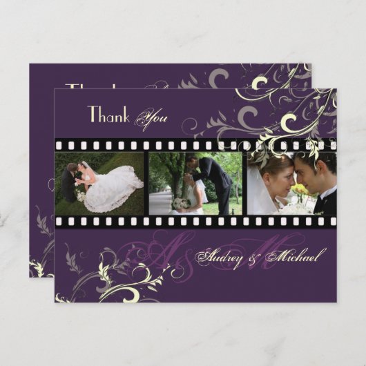 Swirls bruiloft Dank u briefkaarten (Voorkant / Achterkant)