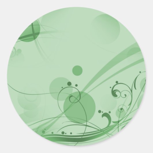 Swirls Circles Stippen - Groen Ronde Sticker (Voorkant)