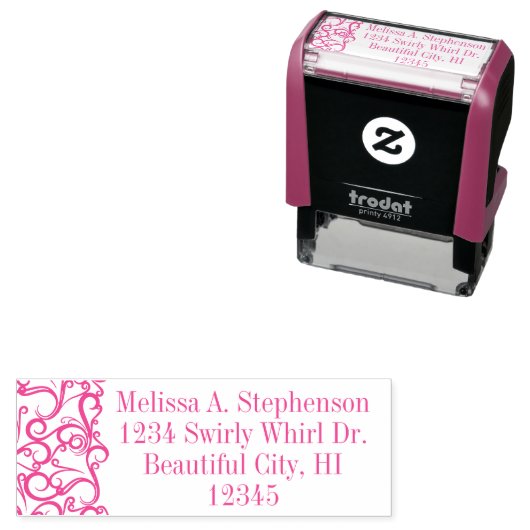  Swirls Custom Return Adres Stempel (In situ)