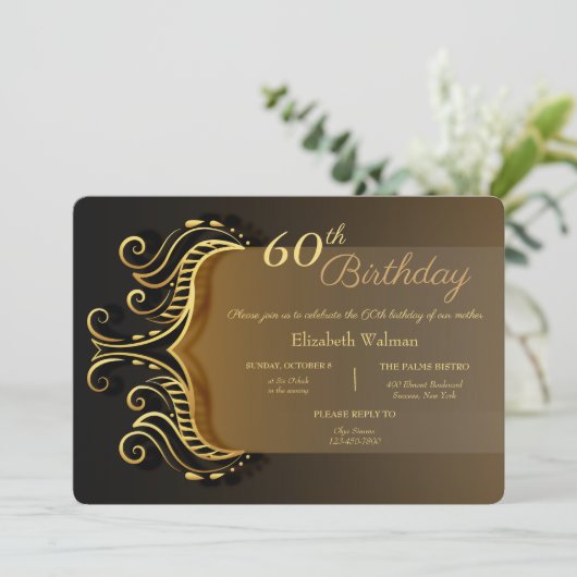 Swirls Edging Birthday Uitnodiging (Staand voorkant)