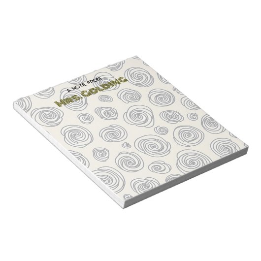 Swirls en Doodles Gepersonaliseerde Leraar Gift Notitieblok (Schuin)