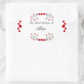 Swirls en Rozen Ovale Sticker (Tas)