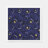 Swirls en sneeuwvlokken blauw en goud servet (Voorkant)