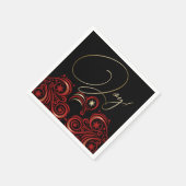 Swirls en sneeuwvlokken rood en goud vreugde servet (Hoek)