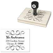 Swirls & Flourishes Script Familienaam & Adres Rubberstempel (Gestempeld)