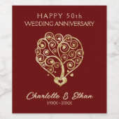 Swirls Golden Hearts Wijn Etiket (Enkel label)