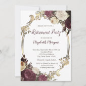 Swirls Goud Lijst, Bourgondische Bloemen Pensioner Kaart (Voorkant)