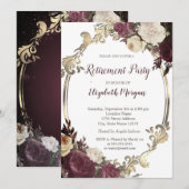 Swirls Goud Lijst, Bourgondische Bloemen Pensioner Kaart (Voorkant / Achterkant)