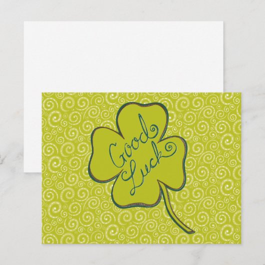 Swirls Happy Luck Shamrock Briefkaart (Voorkant / Achterkant)