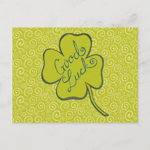 Swirls Happy Luck Shamrock Briefkaart