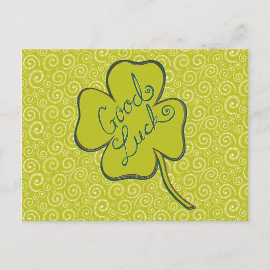 Swirls Happy Luck Shamrock Briefkaart (Voorkant)