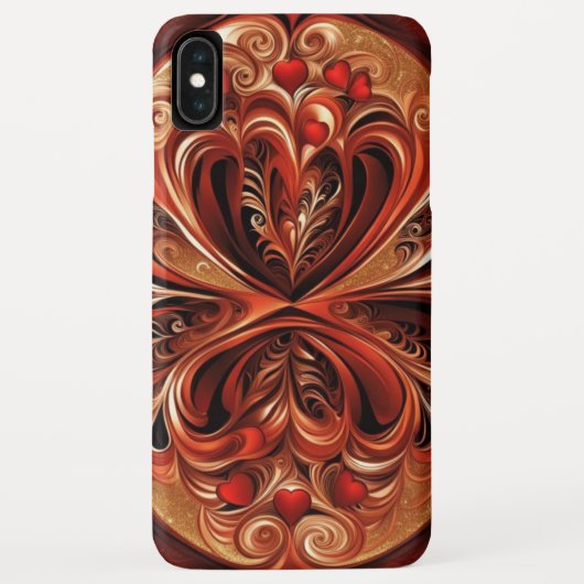 Swirls & Hearts kaneel rood goud zwart Case-Mate iPhone Case (Achterkant)