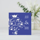 Swirls & Hearts Modern Huwelijksuitnodiging Kaart (Staand voorkant)