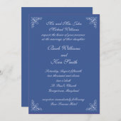 Swirls in Blue Wedding Invitation Kaart (Voorkant / Achterkant)