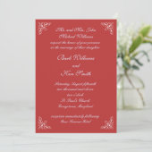 Swirls in Snoep Red Wedding Invitation Kaart (Staand voorkant)