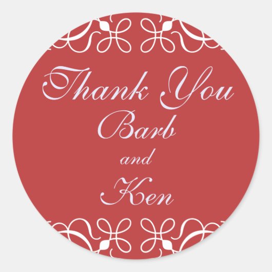 Swirls in Snoep Rood Dank u Sticker (Voorkant)