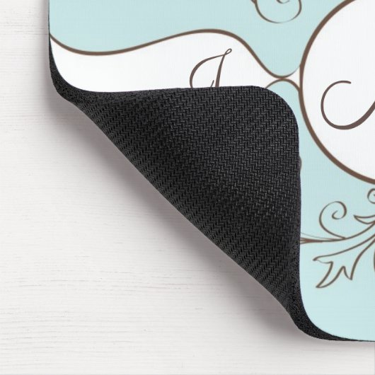 Swirls Monogram Bride Groom Names Wedding Gift Muismat (Hoek)