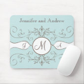 Swirls Monogram Bride Groom Names Wedding Gift Muismat (Met muis)