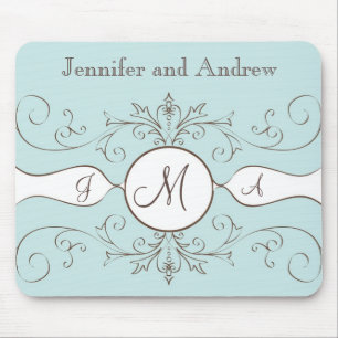 Swirls Monogram Bride Groom Names Wedding Gift Muismat