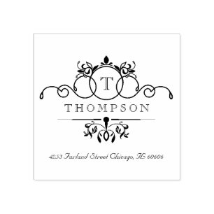 Swirls Monogram Rubber Stamp Rubberstempel