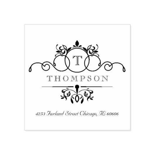  Swirls Monogram Rubber Stamp Rubberstempel (Afrduk)