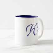 Swirls Monogrammed Mok voor Donkerblauw (Voorkant rechts)