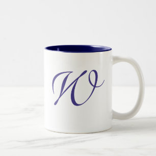 Swirls Monogrammed Mok voor Donkerblauw