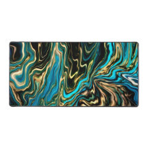 Swirls of Paint Zwart Goud Turquoise blauw