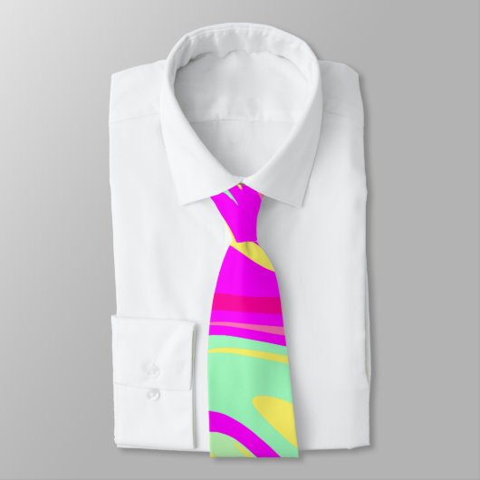 Swirls of Pink Magenta Mint Groen en Geel Stropdas (Gebonden)