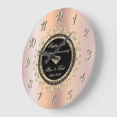 Swirls Ornamenten Roos Gold 50 Wedding Jubileum Grote Klok (Hoek)