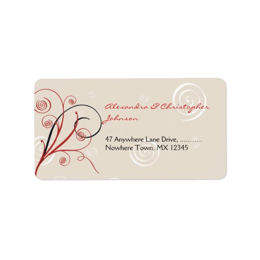 Swirls & Spirals Elegant Bruiloft Etiket (Voorkant)