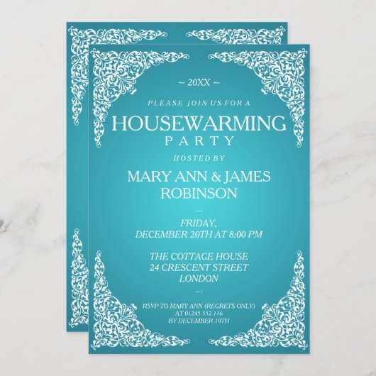  Swirls Turquoise Kaart (Voorkant / Achterkant)