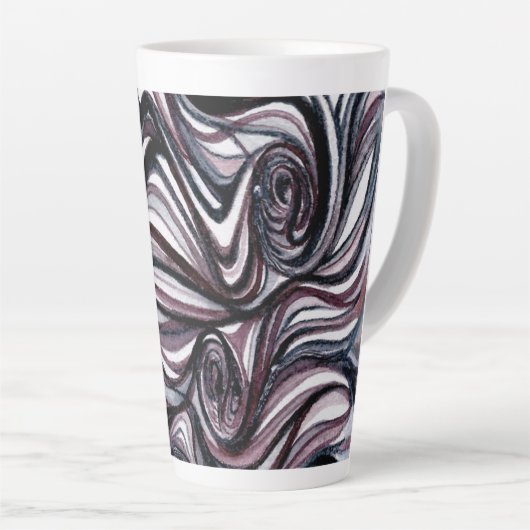 Swirls van zwart-wit Koffie op een 17 oz. lang Latte Mok (Rechterhoek)