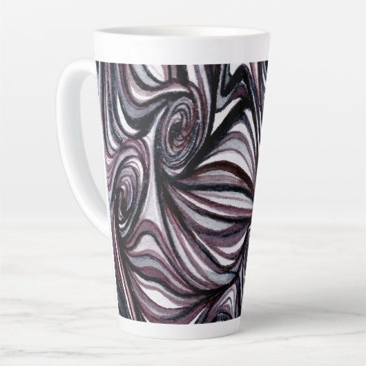 Swirls van zwart-wit Koffie op een 17 oz. lang Latte Mok (Linkerhoek)