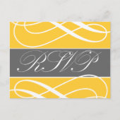 Swirls Wedding RSVP Briefkaarten Geel Grijs (Voorkant)